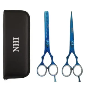 Blue Coated Hair Cutting Scissors Set