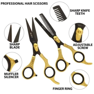 Barber Scissors Gold & Black Set